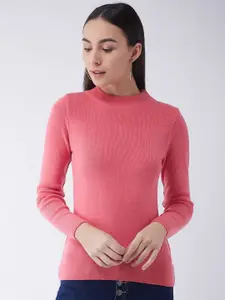 RVK Women Round Neck Solid Ribbed Pullover Sweater