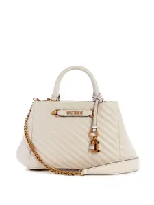 GUESS Textured PU Structured Satchel With Quilted