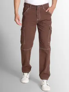 The Roadster Lifestyle Co Men Pure Cotton Loose Fit Cargos Trousers
