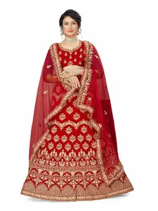 Maroosh Embellished Thread Work Unstitched Lehenga & Blouse With Dupatta