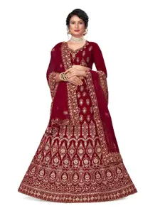 Maroosh Embellished Thread Work Unstitched Lehenga & Blouse With Dupatta