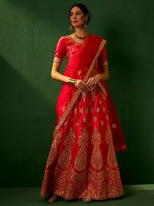 Maroosh Women Embellished Thread Work Unstitched Lehenga & Blouse With Dupatta