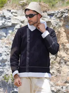 Campus Sutra Men Colourblocked Lightweight Biker Jacket