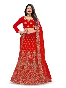 Maroosh Embellished Thread Work Unstitched Lehenga & Blouse With Dupatta
