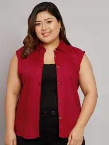 Funday Fashion Women Spread Collar Solid Cotton Casual Shirt