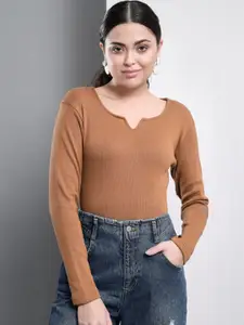 Q-rious Women Solid Round Neck Cotton Top