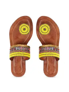 JUTTIESMAKER Women Embellished Open Toe Flats