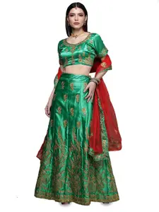 Maroosh Embellished Sequinned Unstitched Lehenga & Blouse With Dupatta
