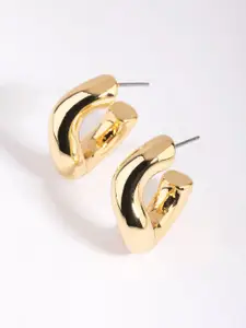 KRENOZ Gold-Plated Geometric Half Hoop Earrings