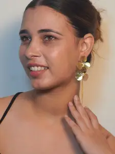 Niscka Gold Plated Stone Studded Floral Drop Earrings