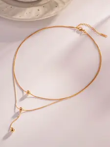 MYKI Rose Gold-Plated Stainless Steel Double Layered Spherical Pendant Necklace