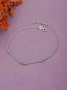Sangria Rhodium-Plated 925 Sterling Silver Artificial Beads Anklet