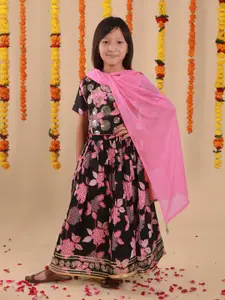 Sangria Girls Printed With Embellished Pure Cotton Lehenga Choli With Dupatta