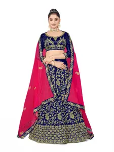 Maroosh Women Embroidered Thread Work Unstitched Lehenga & Blouse With Dupatta