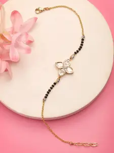 NVR Gold-Plated Stone Studded & Beaded Bracelet Mangalsutra