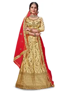 Maroosh Embroidered Thread Work Unstitched Lehenga & Blouse With Dupatta