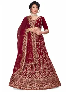 Maroosh Embellished Thread Work Unstitched Lehenga & Blouse With Dupatta