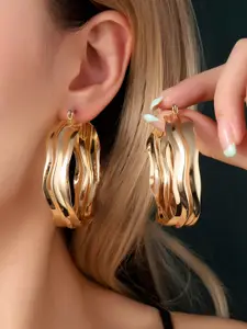 SALTY Contemporary Shaped Craggy Big Hoop Earrings