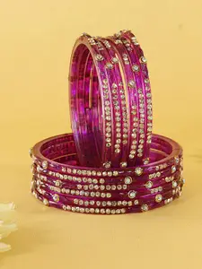 LAVAZZA Set Of 12 Zircon Studded Glass Bangles