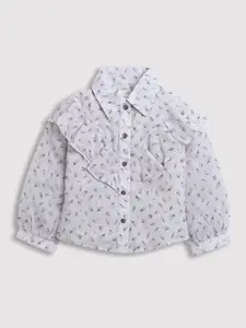 Tiny Girl Floral Printed Shirt Collar Top