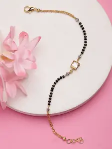 NVR Gold-Plated Stone Studded & Beaded Bracelet Mangalsutra