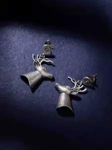 PANASH Silver Plated Oxidized Contemporary Drop Earrings