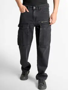 The Roadster Lifestyle Co. Mid-Rise Pure Cotton Relaxed-Fit Cargo Jeans