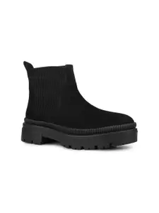 Inc 5 Women Solid Block-Heeled Chelsea Boots