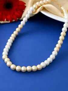 Silvermerc Designs Brass Silver-Plated Pearl Beaded Necklace