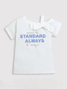 Tiny Girl Typography Printed One Shoulder Cotton Top