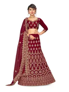 Maroosh Embroidered Thread Work Unstitched Lehenga & Blouse With Dupatta