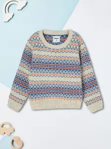 max Boys Geometric Printed Pullover Sweater