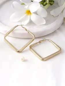 Adwitiya Collection Gold Plated Square Hoop Earrings