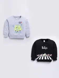 Nottie Planet Boys Pack Of 2 Printed Round Neck Cotton Sweatshirts
