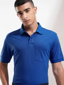 HIGHLANDER Men Solid Polo Collar Cotton Relaxed Fit T-shirt