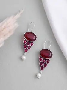 PANASH Silver Plated Cubic Zirconia Studded Drop Earrings