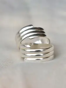 BeAbhika Silver-Plated 925 Sterling Silver  Multi-Band Adjustable Toe Rings