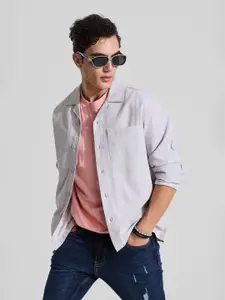 Snitch Men Smart Cuban Collar Solid Cotton Casual Shirt