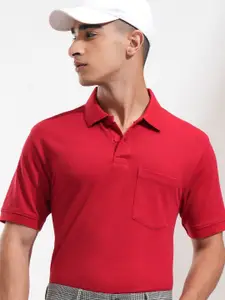 HIGHLANDER Men Solid Polo Collar Cotton T-shirt