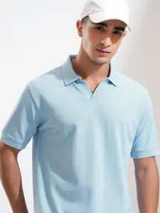 HIGHLANDER Men Solid Polo Collar Cotton Relaxed Fit T-shirt