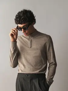 H&M Slim Fit Zip-Top Merino Wool Jumper