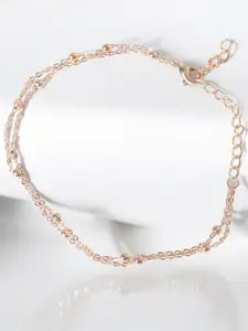 fabula Gold-Plated Beaded Layered Single Anklet