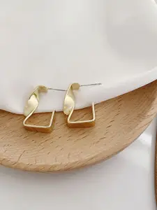 VAGHBHATT Gold Plated Geometric Hoop Earrings