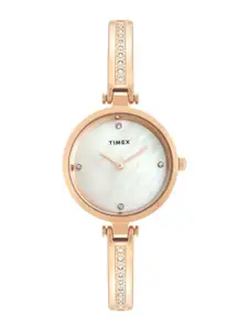 Timex Women Brass Dial & Stainless Steel Bracelet Style Straps Analogue Watch TWEL200SMU05