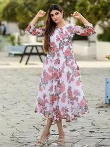 Rujave Women Floral Printed Midi Dress