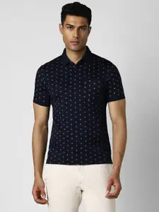 Van Heusen Men Floral Printed Polo Collar Cotton T-shirt