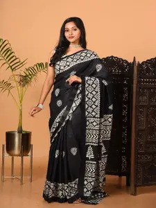 Laa Calcutta Ethnic Motifs Printed Pure Silk Saree