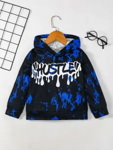 INCLUD Boys Typography Printed Hood Cotton Pullover Sweatshirt
