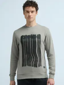 Flying Machine Men Abstract Printed Round Neck Cotton Pullover Sweatshirt