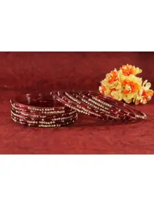 LAVAZZA Set Of 12 Zircon Diamond & Beads Work Glass Bangles